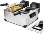 H.Koenig DFX600 Fritteuse aus Edelstahl, Doppelbecken, 2 unabh&auml;ngige Thermostate je