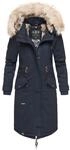 NAVAHOO Damen Designer Langer Wintermantel Parka mit Kunstfell-Kapuze Kin-Joo