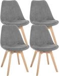 CLP 4er Set Esszimmerstuhl Linares Kunststoff I Stoff I Samt I Cord I Lederoptik I