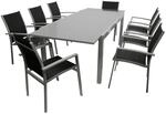 DEGAMO Garnitur MARINA 9-teilig, Aluminium silbergrau + Kunstgewebe schwarz