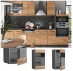 Vicco H&auml;ngeglasschrank K&uuml;chenschrank K&uuml;chenm&ouml;bel Fame-Line Anthrazit Eiche modern