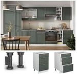 Vicco Schubunterschrank K&uuml;chenschrank K&uuml;chenm&ouml;bel Fame-Line Wei&szlig; Gr&uuml;n-Gold