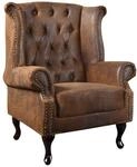 riess-ambiente Sessel CHESTERFIELD - 85cm antik braun Microfaser mit Knopfheftung