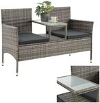 Juskys Polyrattan Gartenbank Monaco grau-meliert - 2-Sitzer Bank mit Tisch & Kissen - Juskys Polyrattan Gartenbank Monaco grau-meliert - 2-Sitzer Bank mit Tisch & Kissen -