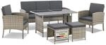 Juskys Polyrattan Gartenm&ouml;bel Sitzgruppe Turin Set 6 teilig - Outdoor M&ouml;bel mit