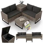 Juskys Polyrattan Lounge Santorini - Outdoor Sitzecke mit Beistelltisch & Auflagenbox