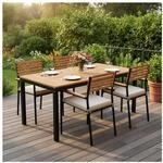 Juskys Akazienholz Gartengarnitur Rhodos - Tisch, 4 St&uuml;hle & Auflagen - Gartenm&ouml;bel