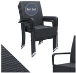 Juskys Polyrattan Gartenst&uuml;hle Yoro 8er Set - Stuhl mit Armlehnen - Rattan St&uuml;hle