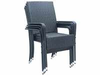 Juskys Polyrattan Gartenstühle Yoro 4er Set - Stuhl mit Armlehnen - Rattan Stühle