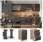 Vicco Schubunterschrank K&uuml;chenschrank K&uuml;chenm&ouml;bel Fame-Line Eiche Anthrazit-Gold