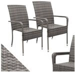 Juskys Polyrattan Gartenst&uuml;hle Yoro 2er Set - Stuhl mit Armlehnen - Rattan St&uuml;hle