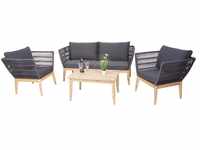 Gartengarnitur MCW-H55, Lounge-Set Sofa Sitzgruppe, Seilgeflecht Rope Holz Akazie