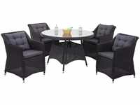 Poly-Rattan Garnitur MCW-F51, Garten-/Lounge-Set Sitzgruppe Tisch+4xStuhl, rundes