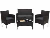 Poly-Rattan Garnitur MCW-F55, Balkon-/Garten-/Lounge-Set Sofa Sitzgruppe ~ braun,