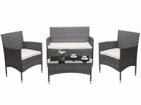 Poly-Rattan Garnitur MCW-F55, Balkon-/Garten-/Lounge-Set Sofa Sitzgruppe ~ grau,
