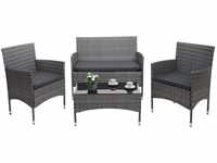 Poly-Rattan Garnitur MCW-F55, Balkon-/Garten-/Lounge-Set Sofa Sitzgruppe ~ grau,