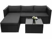 Poly-Rattan Garnitur MCW-F57, Balkon-/Garten-/Lounge-Set Sofa Sitzgruppe ~...