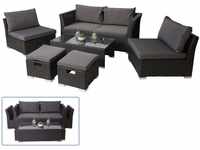 Poly-Rattan Garnitur MCW-J36, Balkon-/Garten-/Lounge-Set Sitzgruppe Sofa ~...