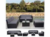 Poly-Rattan-Garnitur MCW-D24, Garten-/Lounge-Set Sofa ~ anthrazit, Polster grau