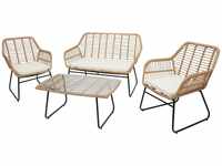 Polyrattan Garnitur MCW-G17a, Garten Sofa Set Sitzgruppe Stuhl, Seil ~ naturfarben,