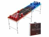 Juskys Beer Pong Tisch Red vs. Blue mit Beleuchtung - Bier Trinkspiel Set Becher