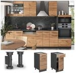 Vicco Schubunterschrank K&uuml;chenschrank K&uuml;chenm&ouml;bel Fame-Line Anthrazit Eiche modern