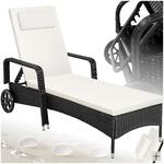 tectake&reg; Rattan Sonnenliege, widerstandsf&auml;hig, 6-fach verstellbare R&uuml;ckenlehne,