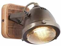 BRILLIANT Lampe Carmen Wood Wandspot burned steel/holz 1x PAR51, GU10, 5W, geeignet