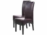 2er-Set Esszimmerstuhl Küchenstuhl Stuhl Crotone, LEDER ~ braun, dunkle Beine