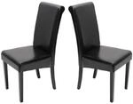 2er-Set Esszimmerstuhl Lecce II, Leder ~ schwarz, dunkle Beine