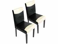 2er-Set Esszimmerstuhl Küchenstuhl Stuhl Littau ~ schwarz-weiß, dunkle Beine