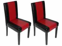2er-Set Esszimmerstuhl Küchenstuhl Stuhl Littau ~ schwarz-rot, dunkle Beine