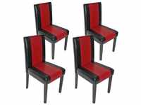 4er-Set Esszimmerstuhl Stuhl Küchenstuhl Littau ~ Kunstleder, schwarz-rot, dunkle
