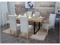 6er-Set Esszimmerstuhl Crotone, Küchenstuhl Stuhl, Stoff/Textil ~ creme beige,...