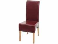 Esszimmerstuhl Crotone, Küchenstuhl Stuhl, Leder ~ rot, helle Beine