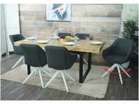 6er-Set Esszimmerstuhl MCW-K27, Küchenstuhl Stuhl mit Armlehne, drehbar Stoff/Textil