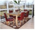 6er-Set Esszimmerstuhl Stuhl K&uuml;chenstuhl Littau, Leder ~ rot, helle Beine