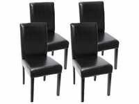 4er-Set Esszimmerstuhl Stuhl Küchenstuhl Littau ~ Leder, schwarz dunkle Beine