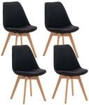 CLP 4er Set Esszimmerstuhl Linares Kunststoff I Stoff I Samt I Cord I Lederoptik I