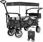 VESKA Bollerwagen faltbar mit Dach Handwagen Transportwagen anthrazit/grau