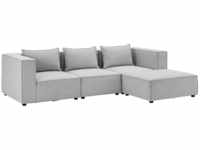 Juskys modulares Sofa Domas L - Couch Wohnzimmer - 3 Sitzer - Ottomane & Kissen -