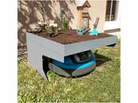 Mähroboter-Garage mit Pflanzkasten MCW-G60, Dach Unterstand für Rasenmäher, Metall