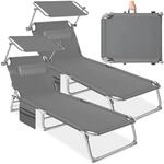 tectake&reg; 2er Set Sonnenliege, klappbar, 4-fach verstellbare R&uuml;ckenlehne mit