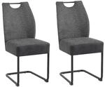 byLIVING Esszimmerstuhl PETER, 2-er Set, Bezug anthrazit, Gestell Metall schwarz