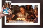 Denver PFF-1543 WiFi Bilderrahmen &ndash;15,6" IPS, Frameo, Holz dunkelbraun