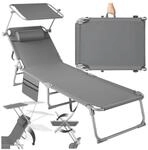 tectake&reg; Sonnenliege, klappbar, 4-fach verstellbare R&uuml;ckenlehne mit Kopfpolster,