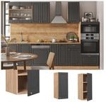 Vicco H&auml;ngeschrank K&uuml;chenschrank K&uuml;chenm&ouml;bel Fame-Line Eiche Anthrazit-Gold
