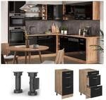 Vicco Schubladenunterschrank K&uuml;chenschrank R-Line Solid Eiche Schwarz 40 cm modern