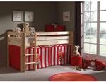 Vipack Spielbett Pino mit Textilset "Zirkus", Kiefer massiv natur lackiert