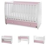 Lorelli Babybett Dream 70 x 140 cm umbaubar Kinderbett Schaukelbett Schreibtisch pink